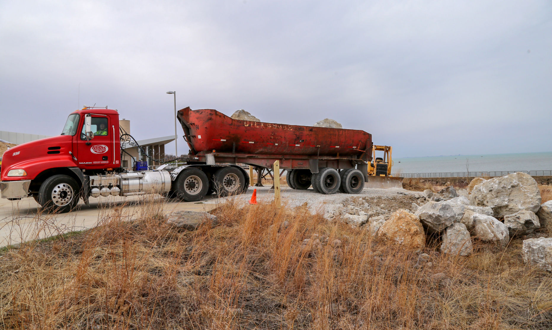 beach erosion repairs, Portage Lakefront and Riverwalk